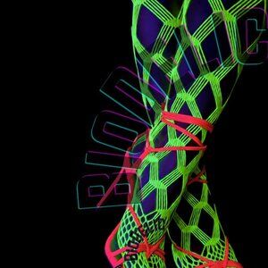 Bright Neon UV reactive pantyhose. Bold blacklight glow stretch lingerie for fes